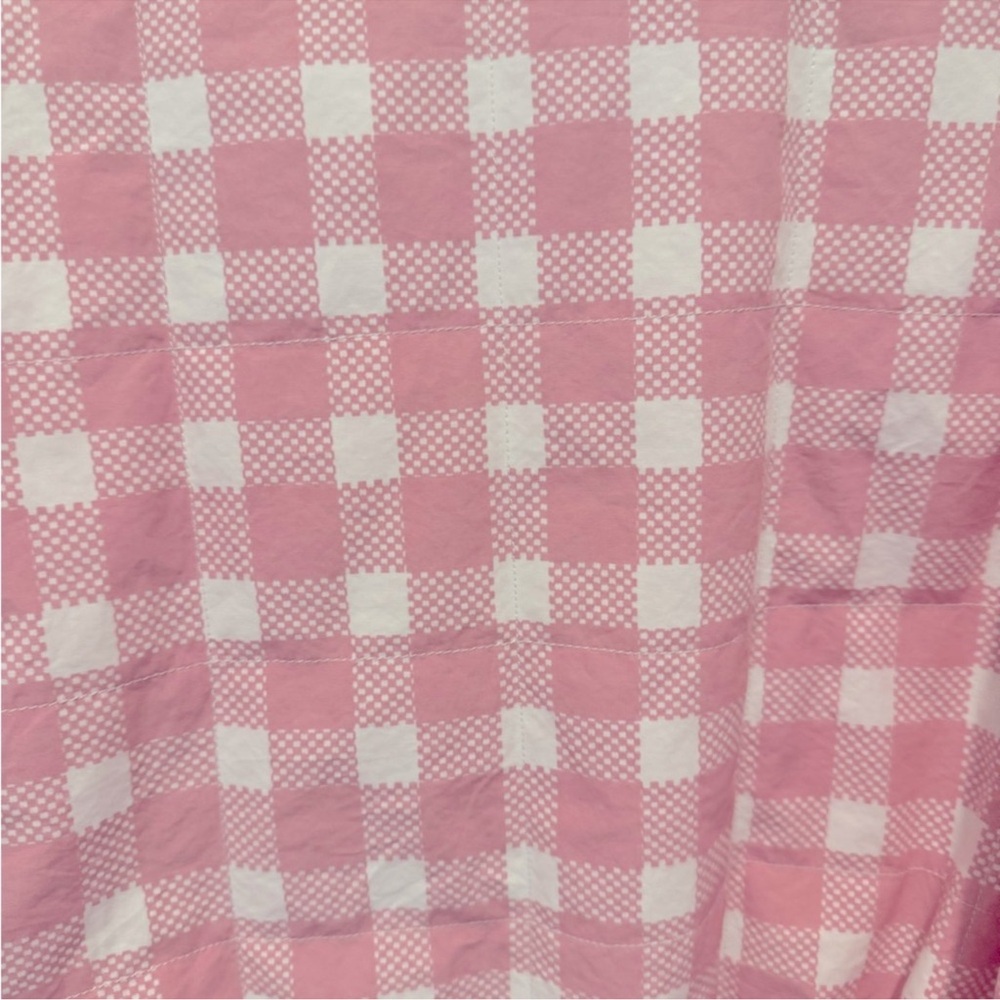 NWT Urban Outfitters Puff Jacket Pink and White Checkered Zip-Up Jacket - Picture 6 of 9